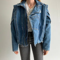 1980s EPIC!!! Thick Quilted One of a Kind Super Cool Denim Jean Jacket