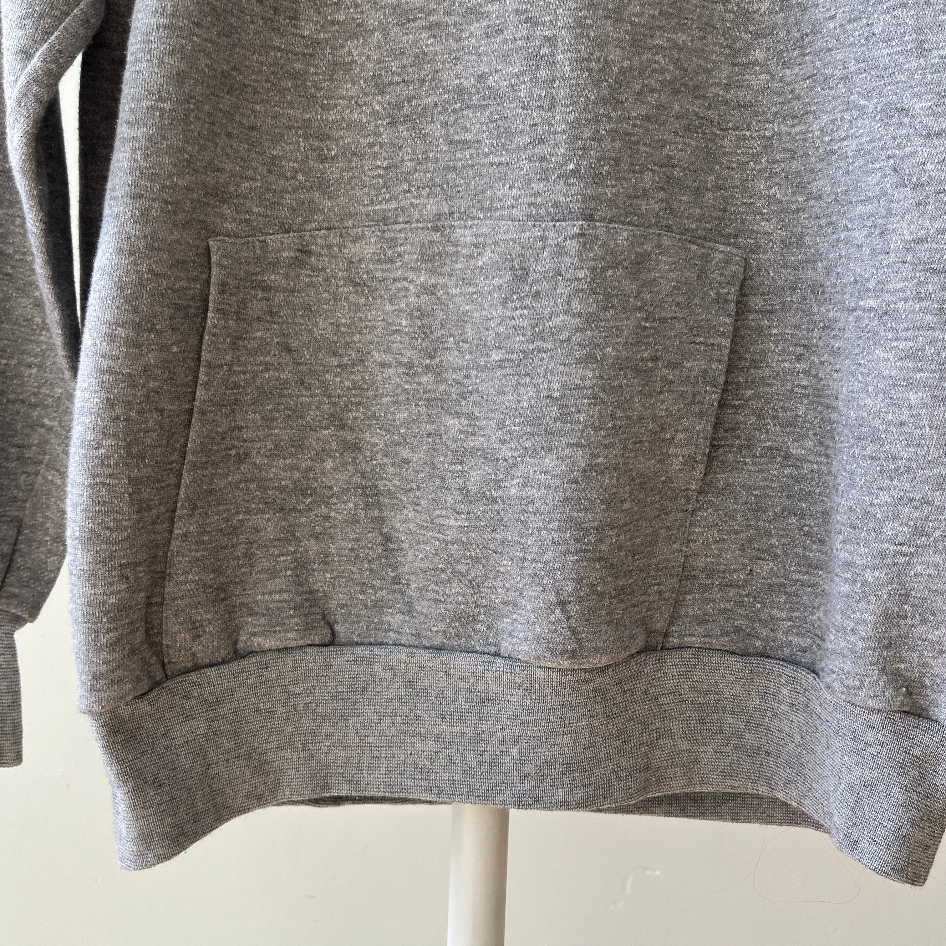 1980s Blank Grey Raglan Hoodie