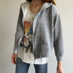 1980s Perfectly Soft and Also Structured Blank Gray Zip Up Hoodie