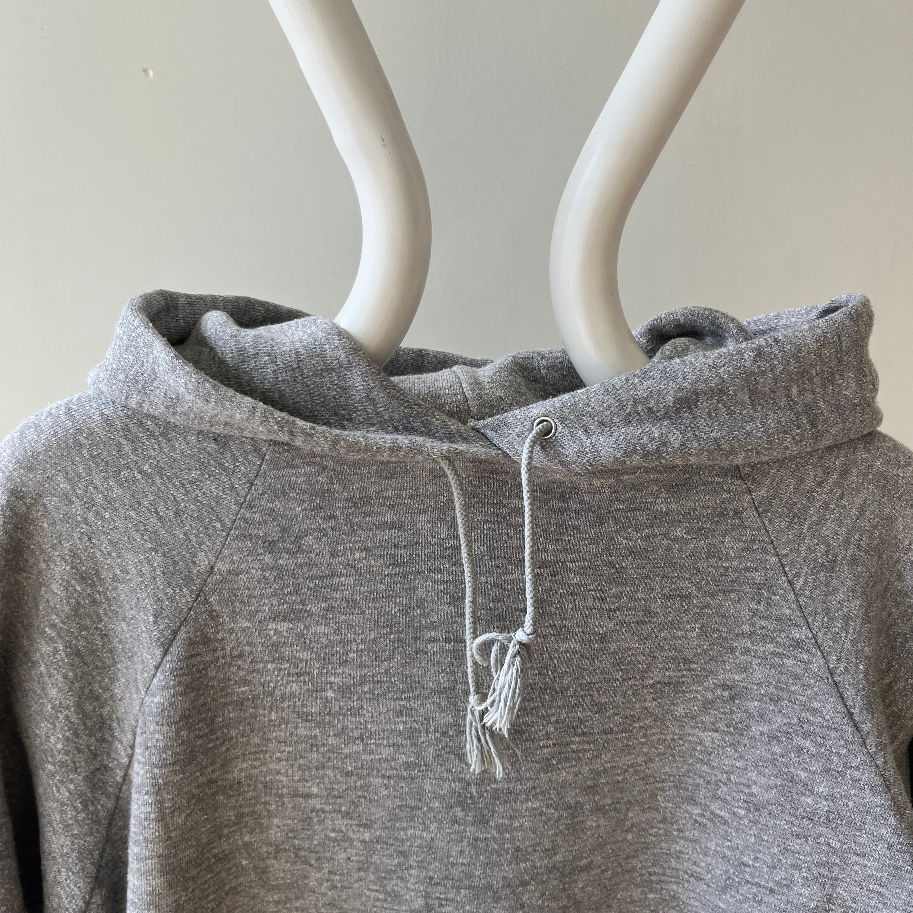 1980s Blank Grey Raglan Hoodie