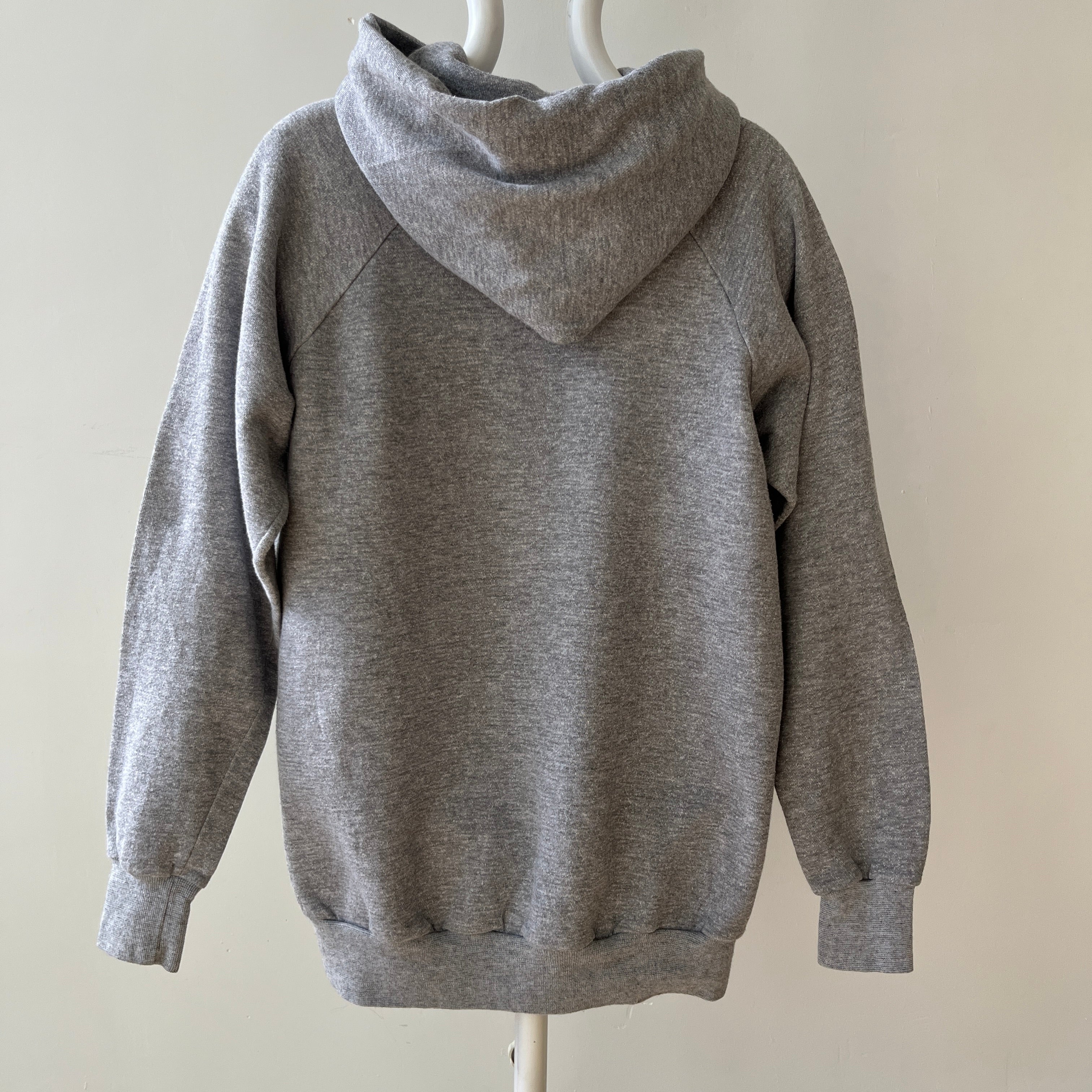 1980s Blank Grey Raglan Hoodie