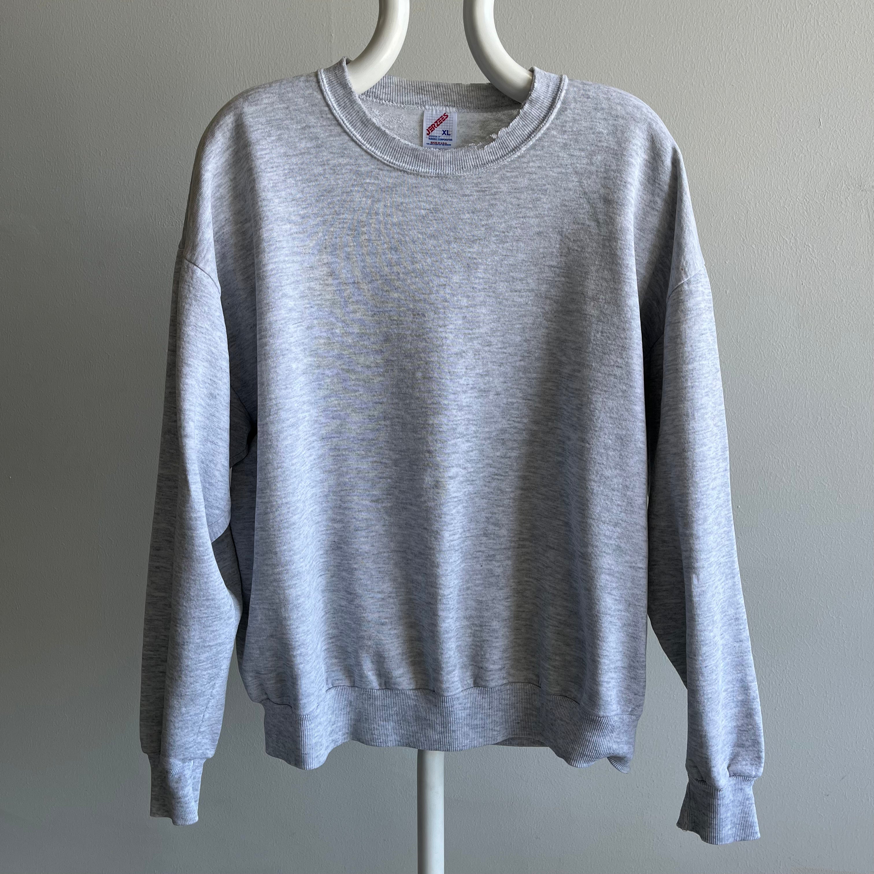 1980s SHredded Collar Blank Gray Sweatshirt by Jerzees