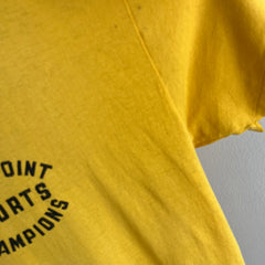 1980/90s West Point Sports Champions Super Stained T-Shirt with a Rolled Neck