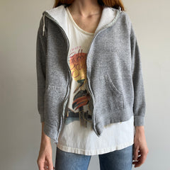 1980s Perfectly Soft and Also Structured Blank Gray Zip Up Hoodie