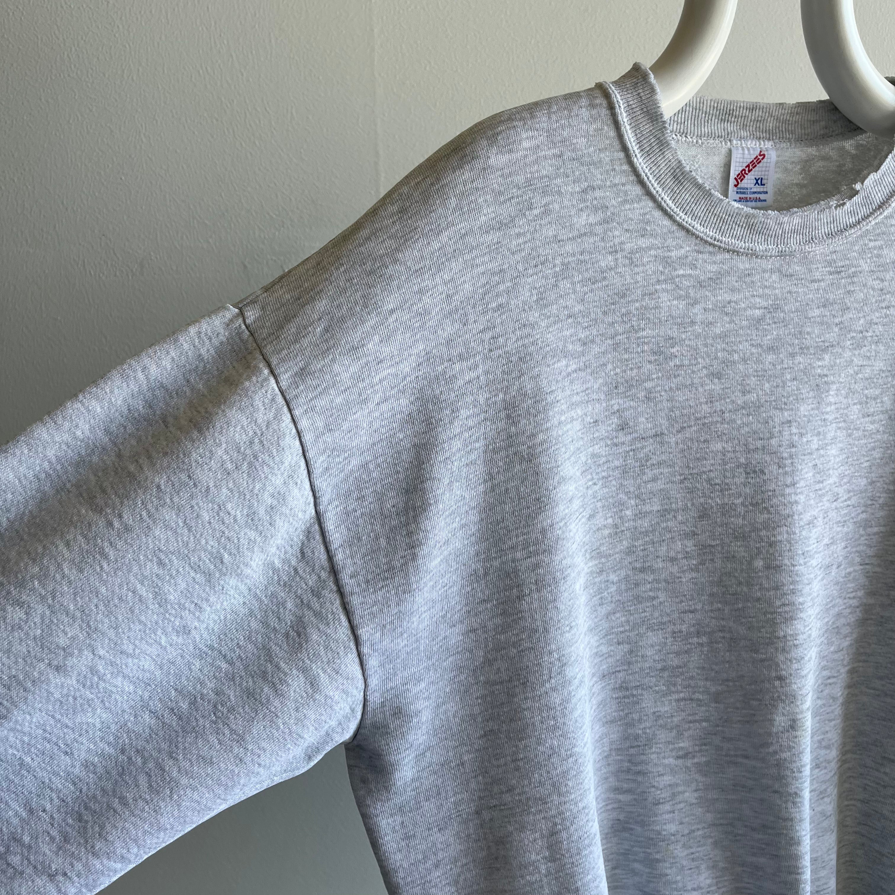 1980s SHredded Collar Blank Gray Sweatshirt by Jerzees