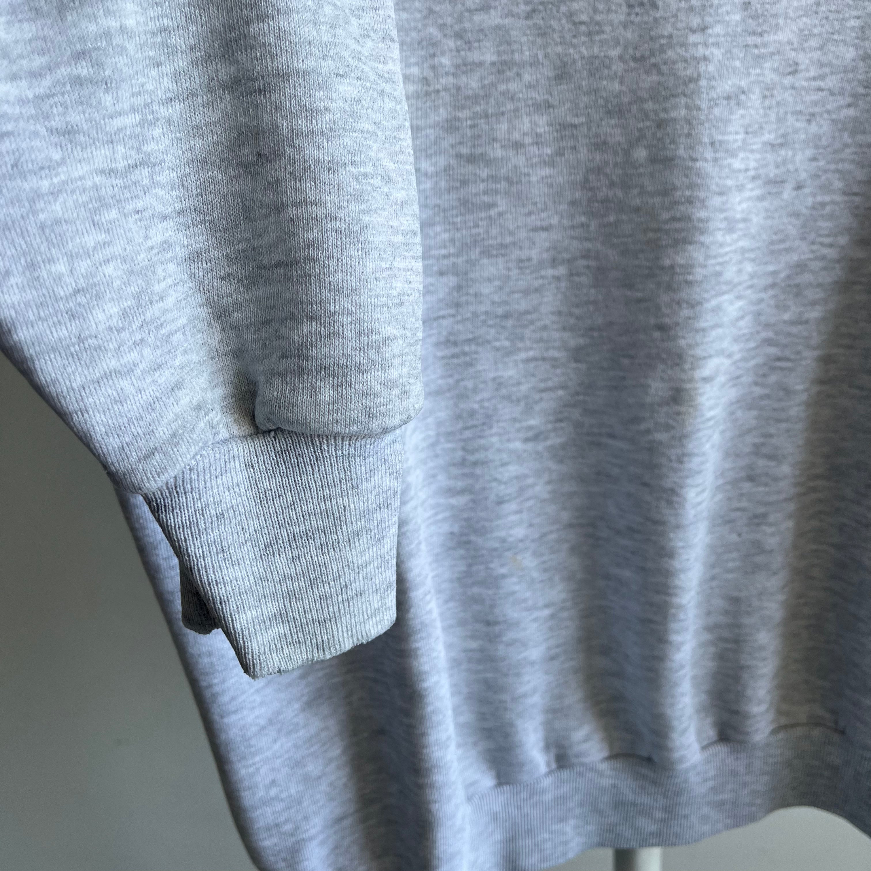 1980s SHredded Collar Blank Gray Sweatshirt by Jerzees