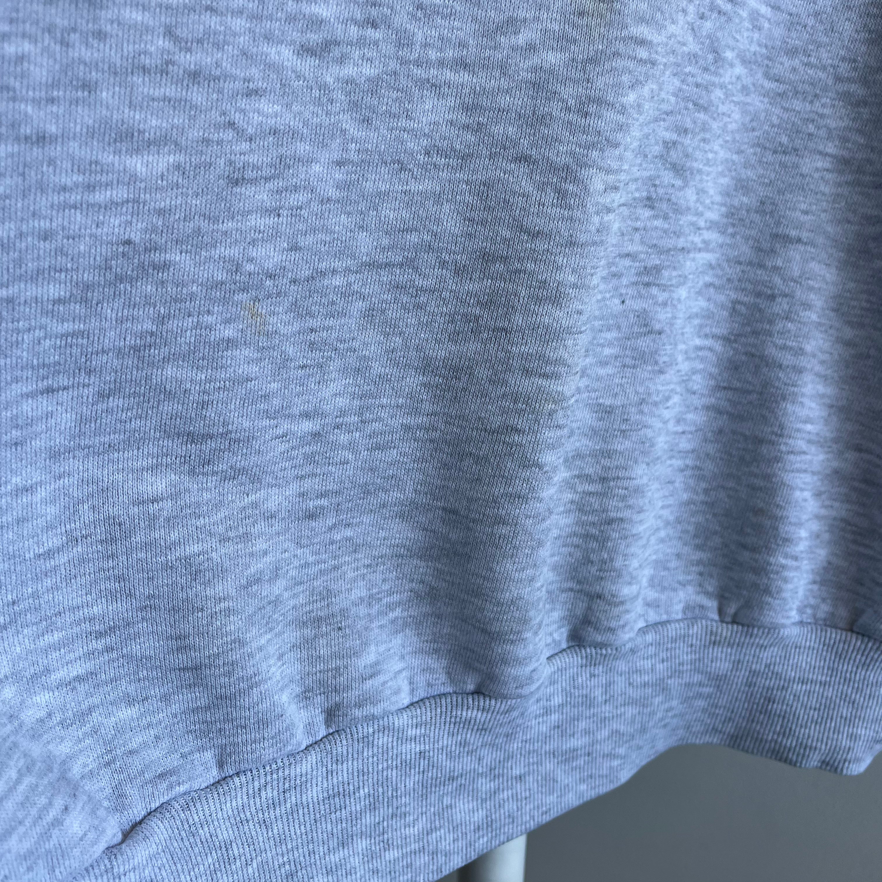 1980s SHredded Collar Blank Gray Sweatshirt by Jerzees