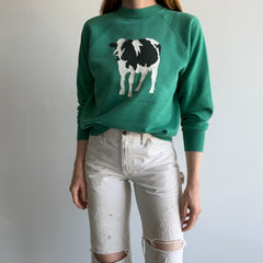 1983 Cow Sweatshirt with Bleach Staining