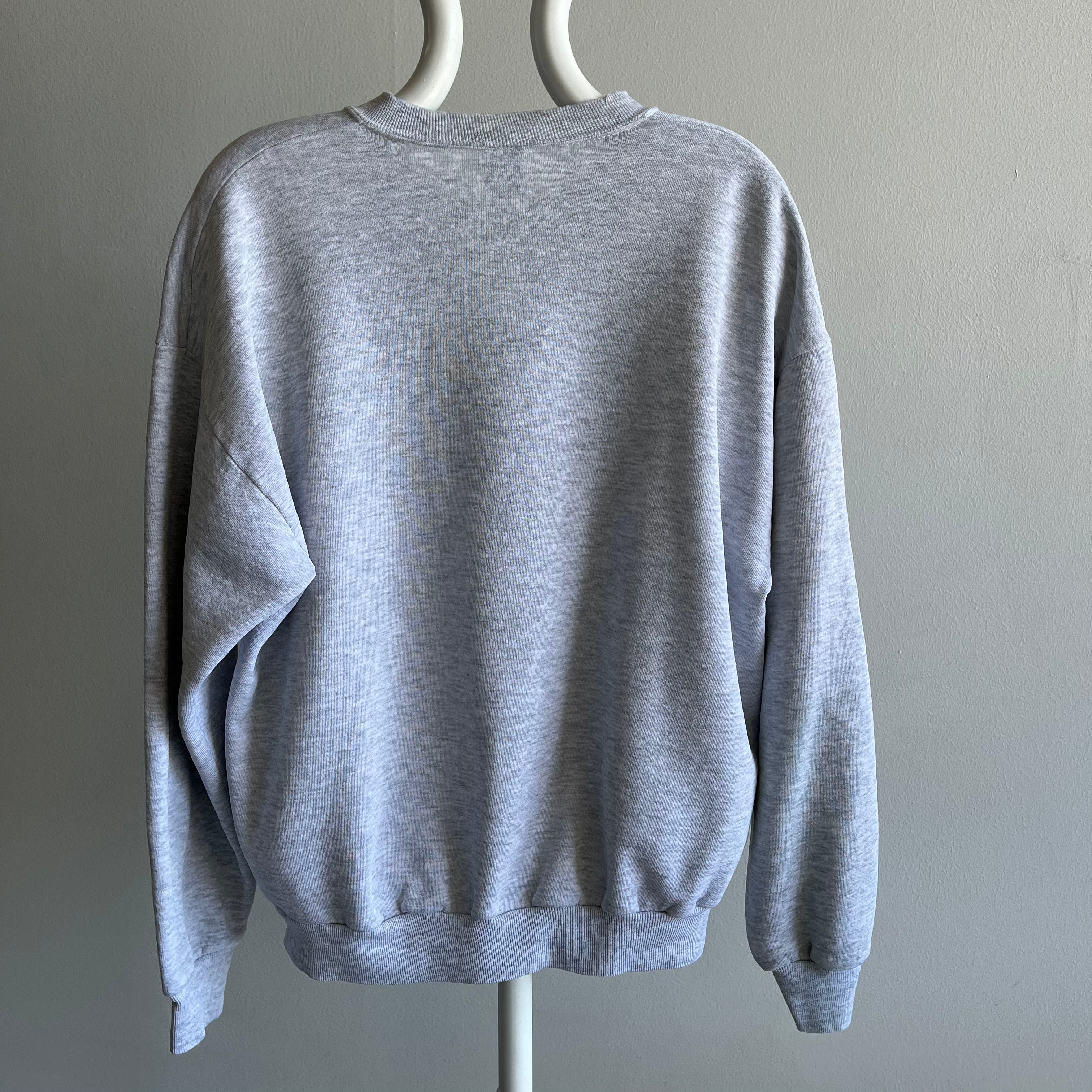 1980s SHredded Collar Blank Gray Sweatshirt by Jerzees