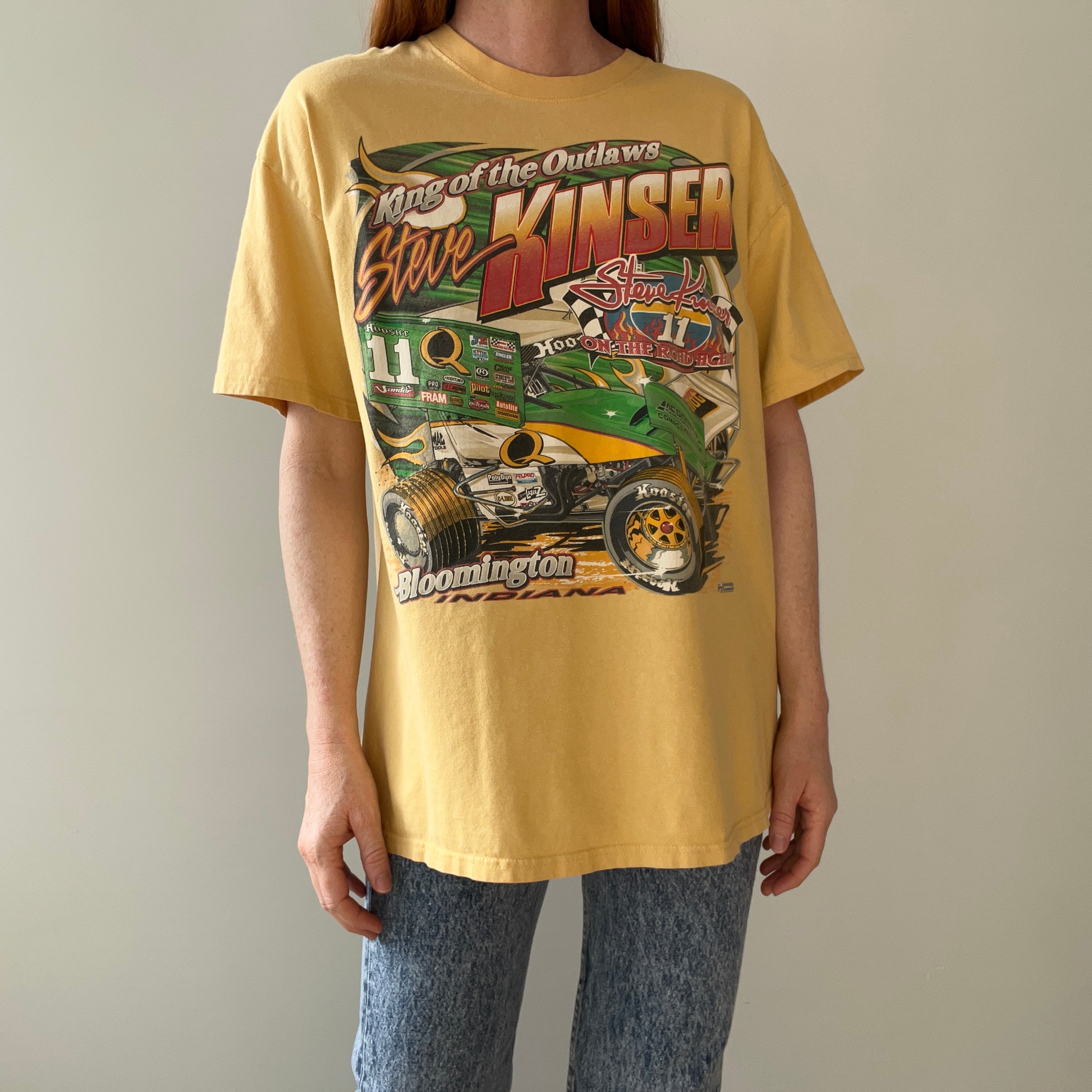 2000s Steve Kinser Front and Back Sprint Car Racing T-Shirt