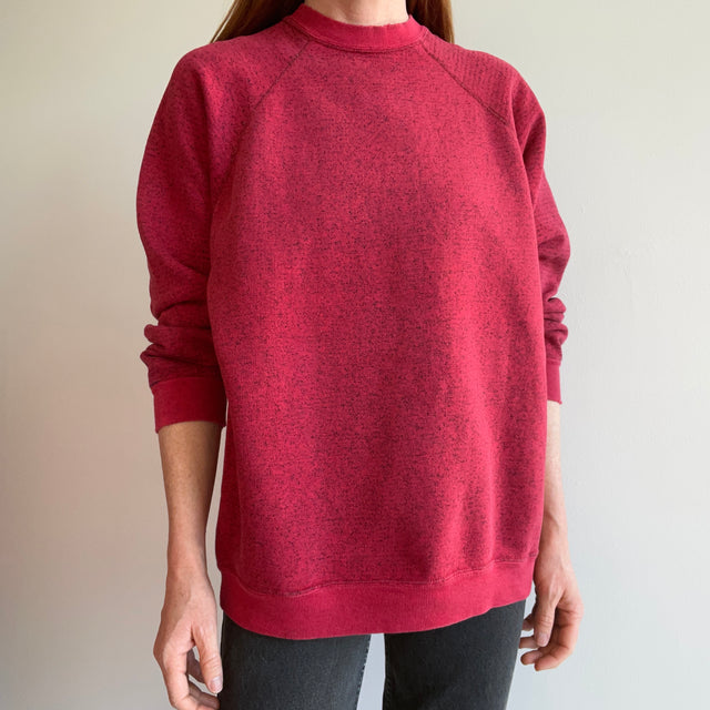 1980s Heather Red Raglan with Hints of a Splitting Collar - Swoon