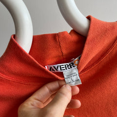 1980s Orange Cotton Mock Neck T-Shirt with... SHoulder Pads!