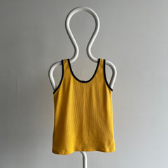 1970s K-Mart Two Tone (Mustard) Yellow and (Navy) Blue Tank Top