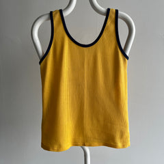 1970s K-Mart Two Tone (Mustard) Yellow and (Navy) Blue Tank Top