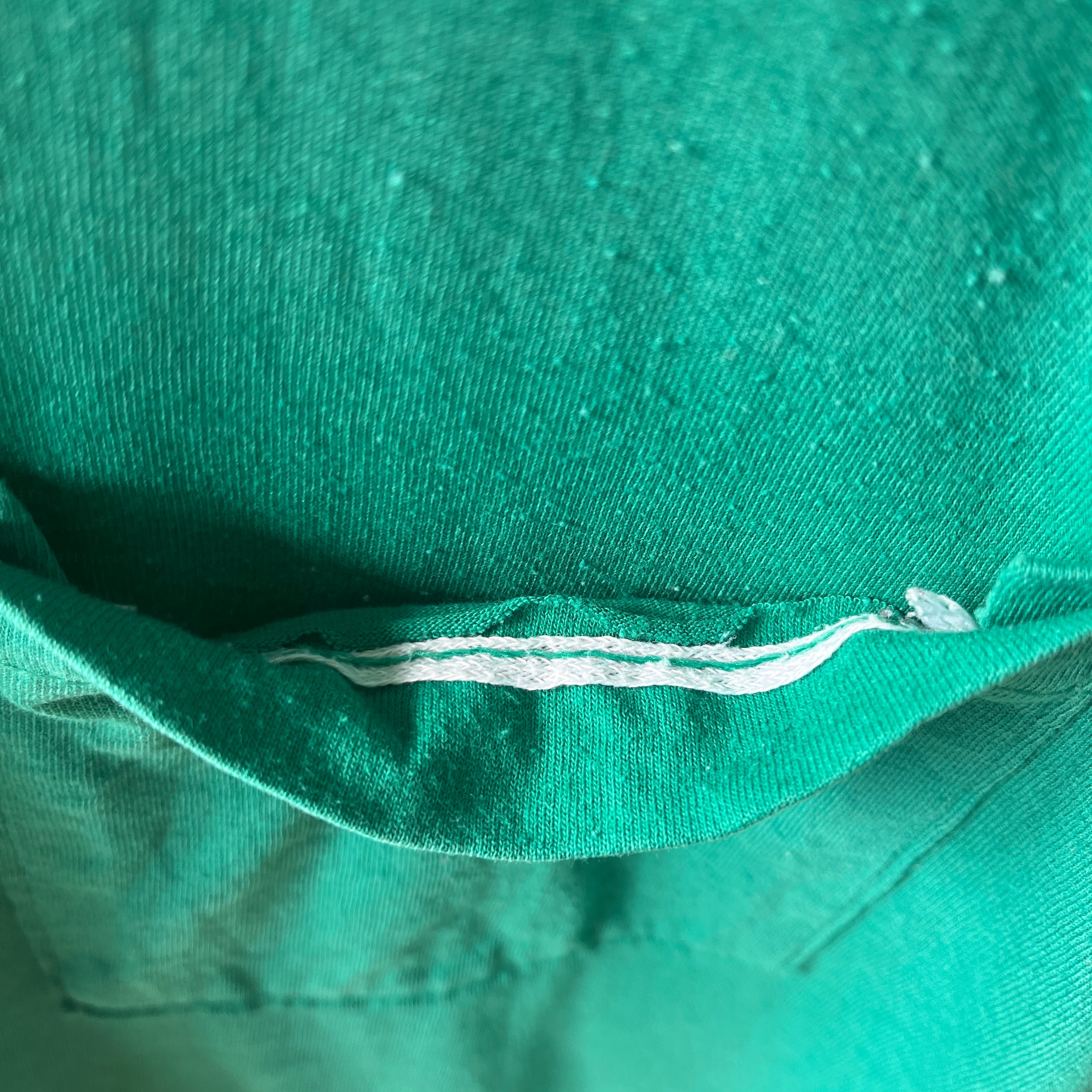 1980s Blank Green Muscle Pocket T Shirt