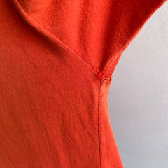 1980s Orange Cotton Mock Neck T-Shirt with... SHoulder Pads!