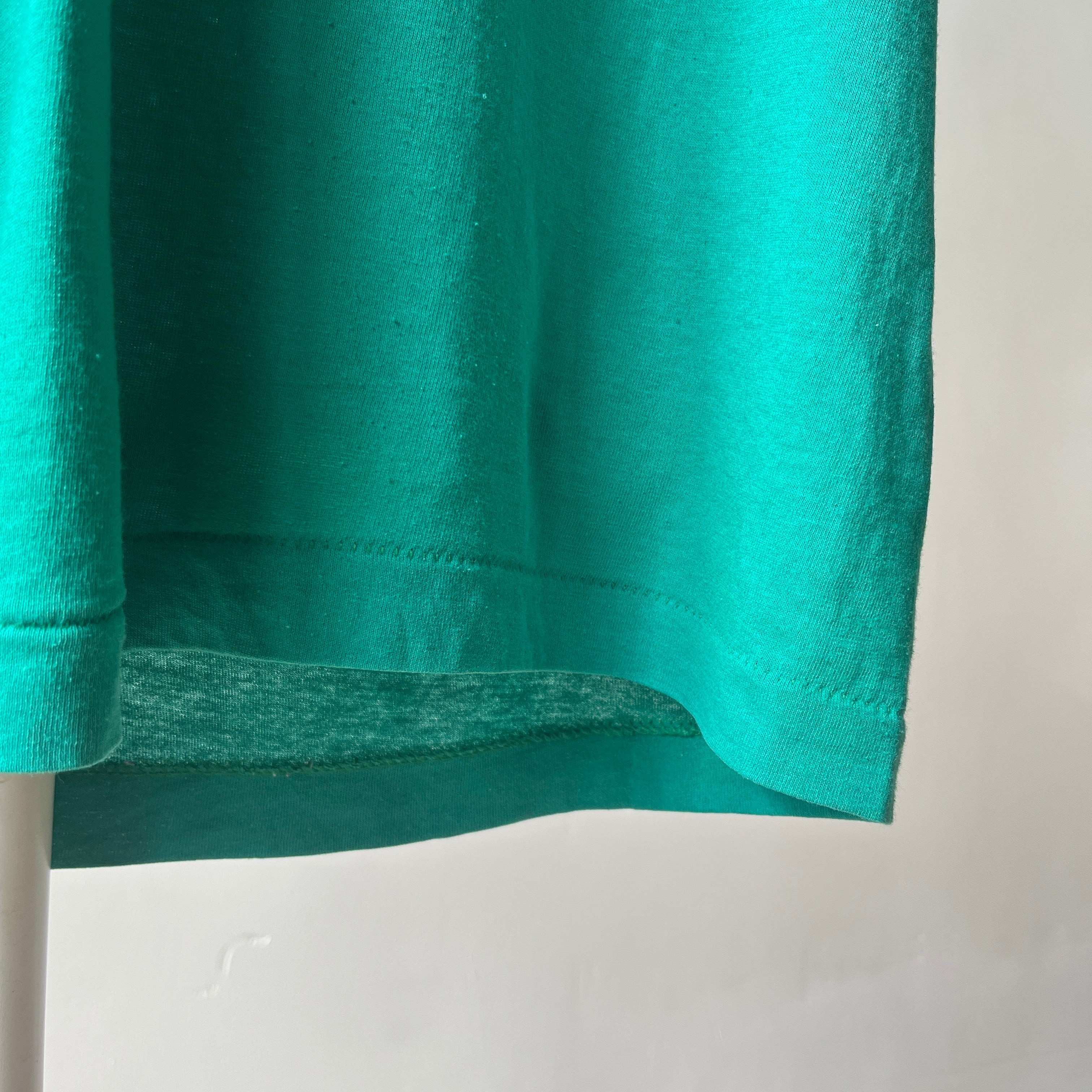 1980s Blank Green Muscle Pocket T Shirt