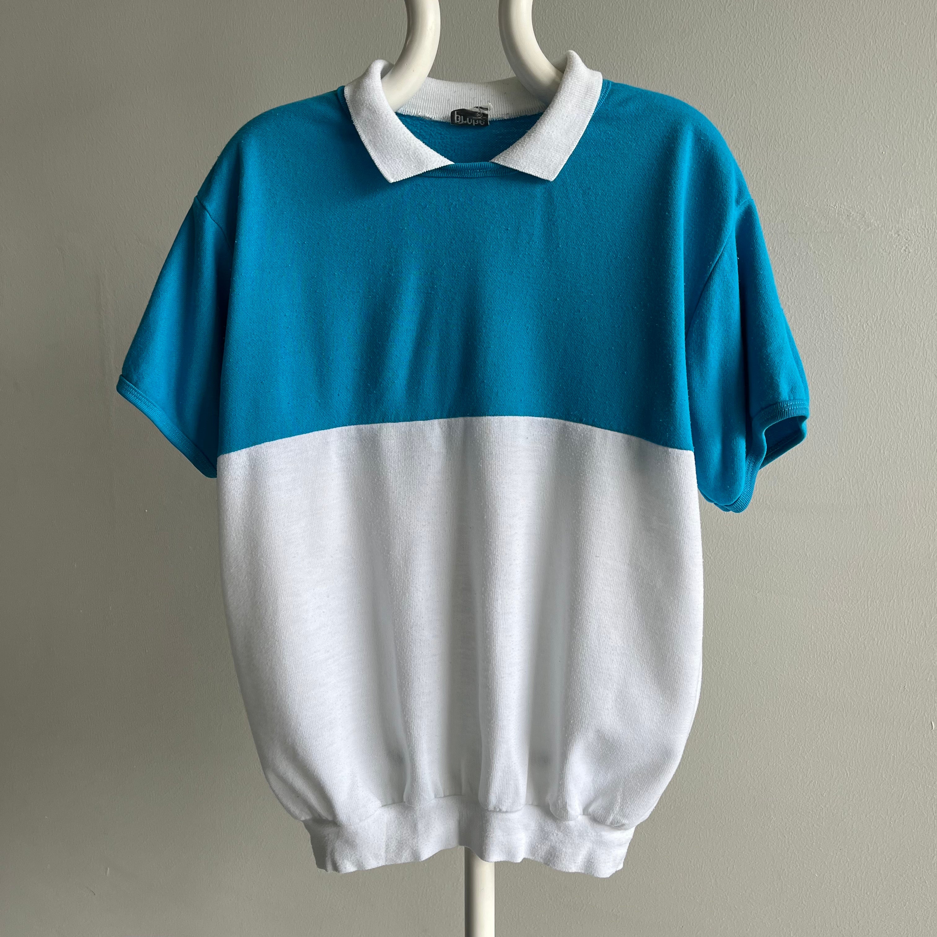 1980s Color Block Warm Up Polo - !!!