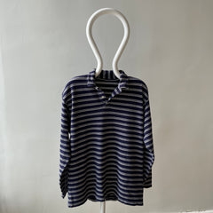 1990s Striped Long Sleeve Cotton Polo Shirt - Don't Make Me Keep This, Please?