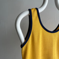 1970s K-Mart Two Tone (Mustard) Yellow and (Navy) Blue Tank Top