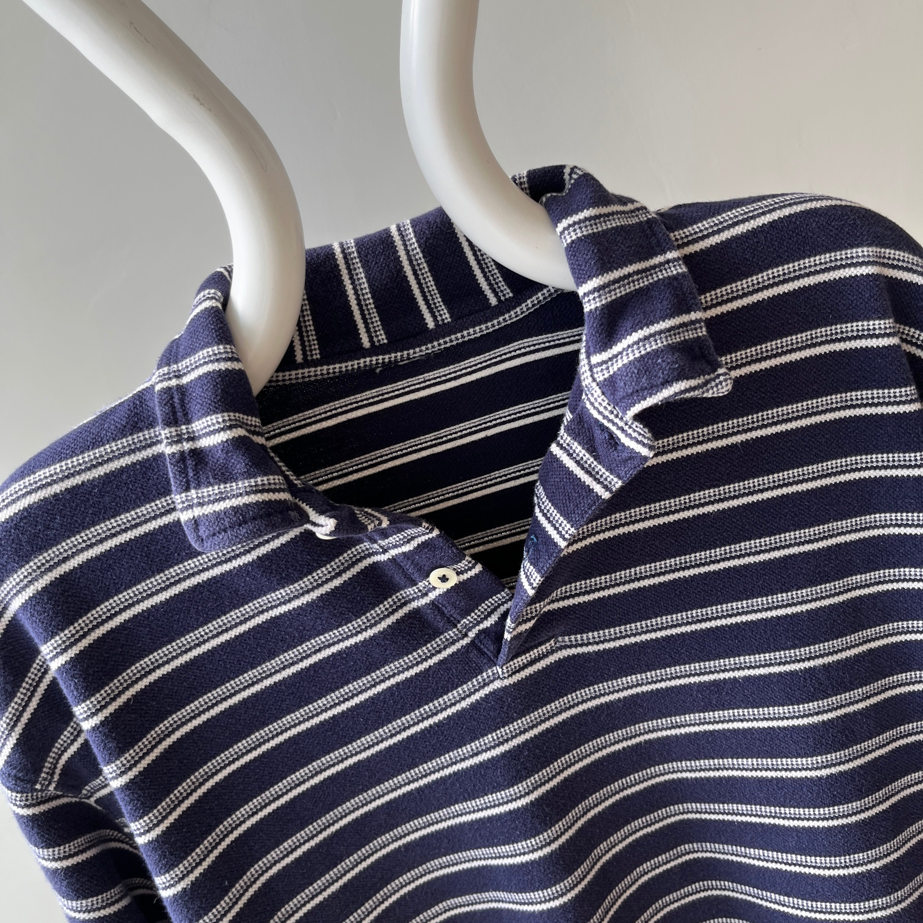 1990s Striped Long Sleeve Cotton Polo Shirt - Don't Make Me Keep This, Please?