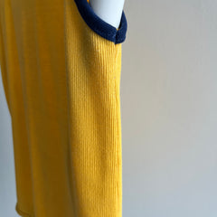 1970s K-Mart Two Tone (Mustard) Yellow and (Navy) Blue Tank Top