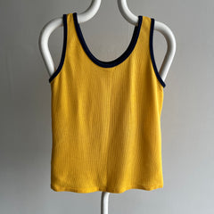 1970s K-Mart Two Tone (Mustard) Yellow and (Navy) Blue Tank Top