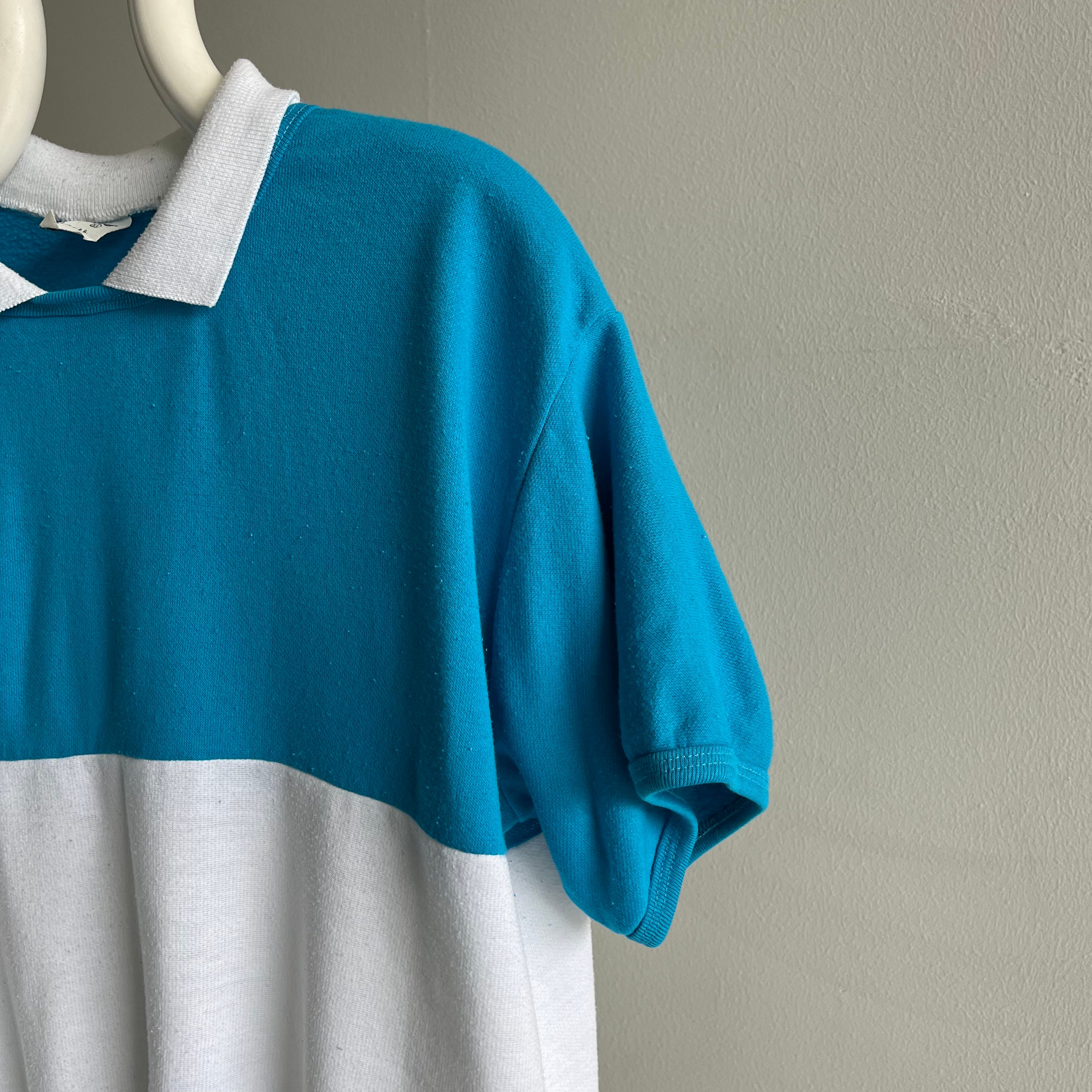 1980s Color Block Warm Up Polo - !!!