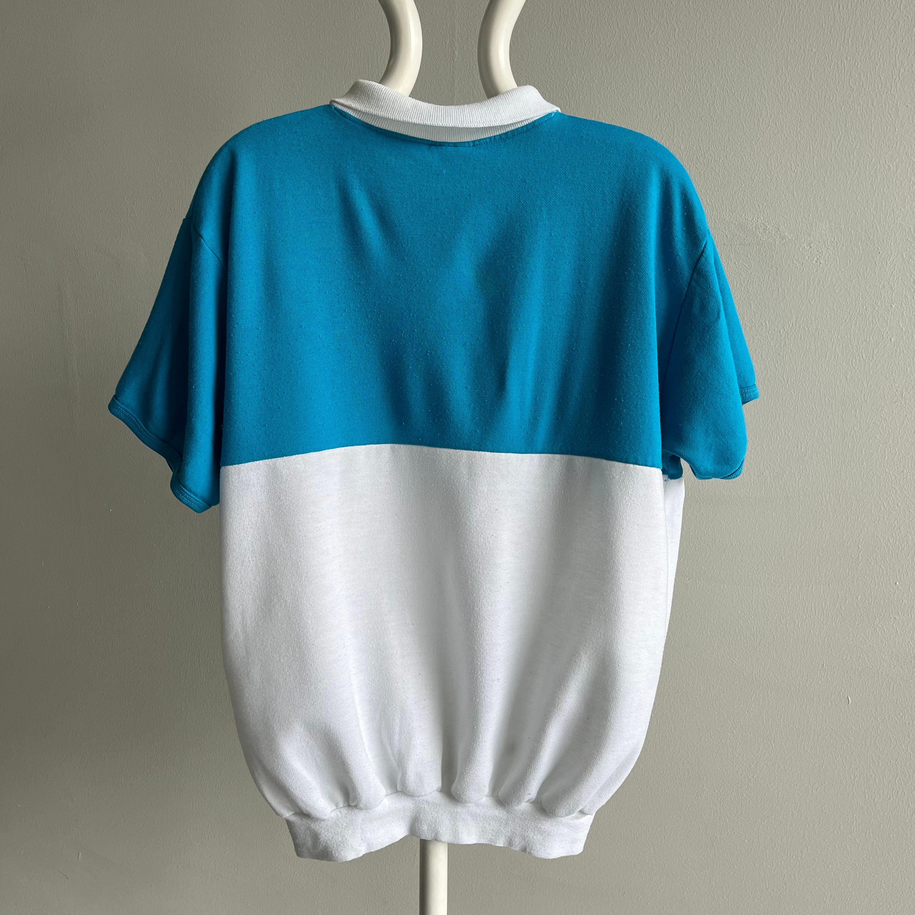 1980s Color Block Warm Up Polo - !!!