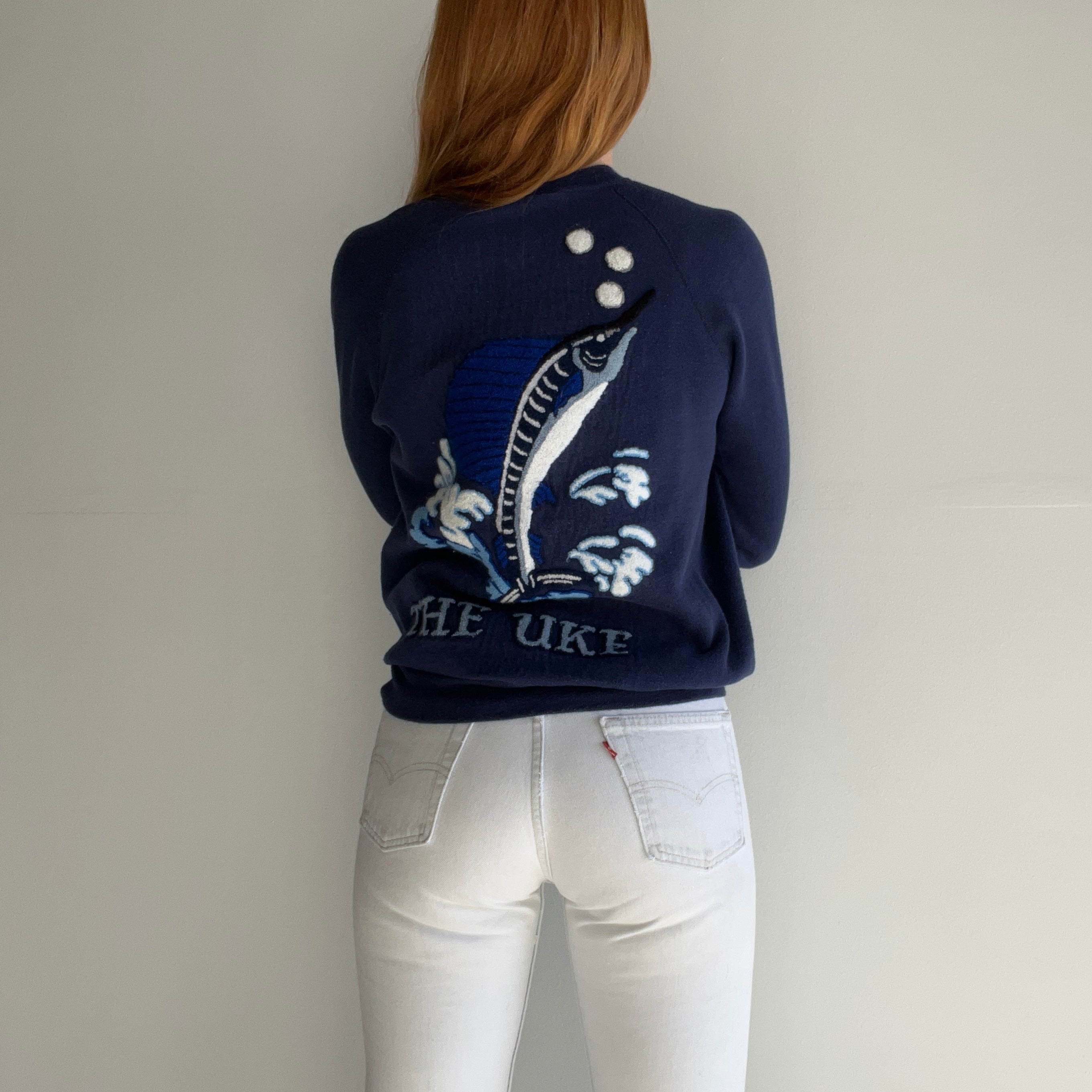 1980s The Uke (Hawaii Blue Green Snapper) WOWOWOWOWOWOW DIY Sweatshirt