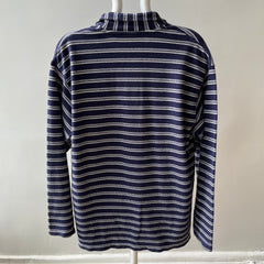 1990s Striped Long Sleeve Cotton Polo Shirt - Don't Make Me Keep This, Please?