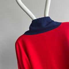 1980s Coolest Color Block Sweatshirt (Part Henley, Part Hoodie)