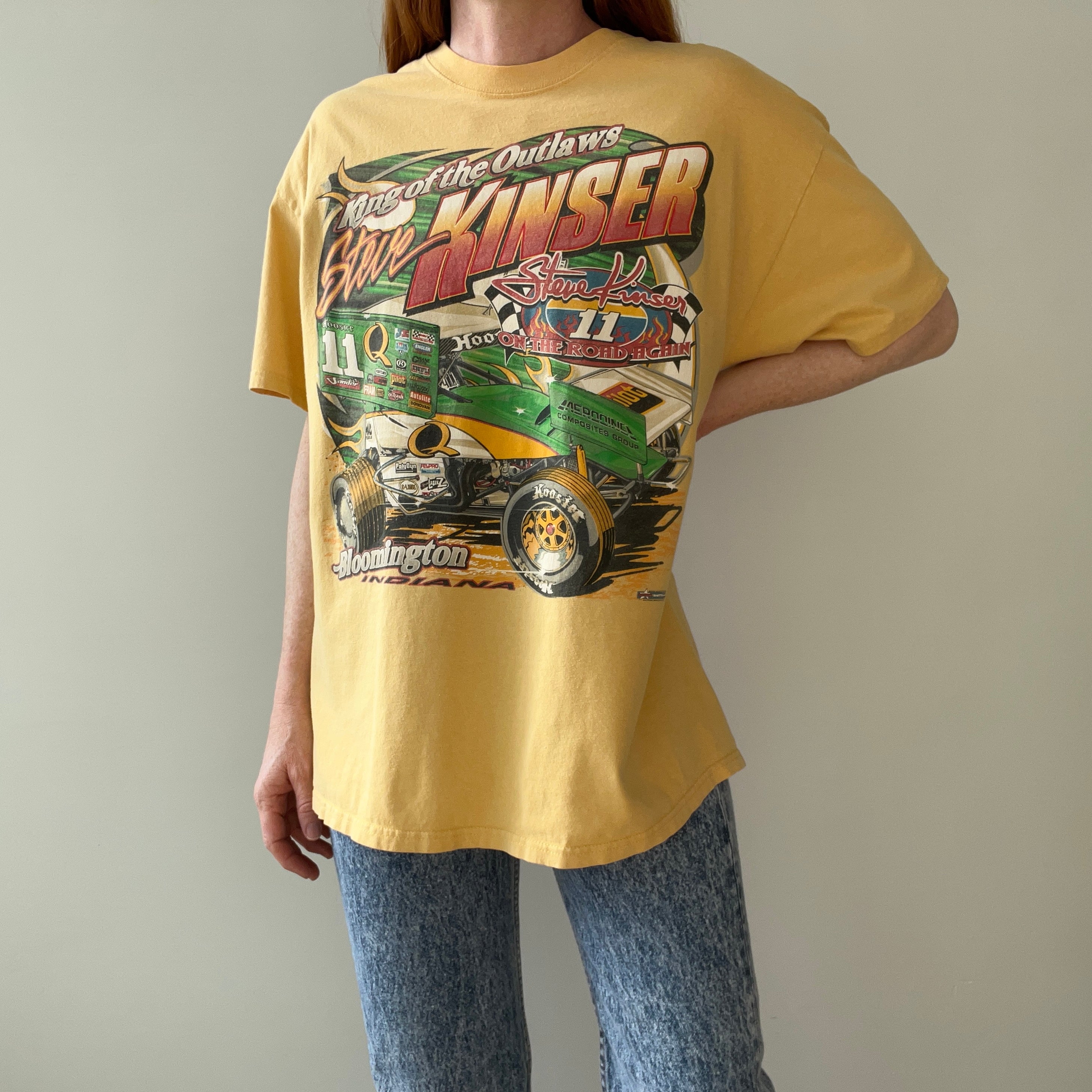 2000s Steve Kinser Front and Back Sprint Car Racing T-Shirt