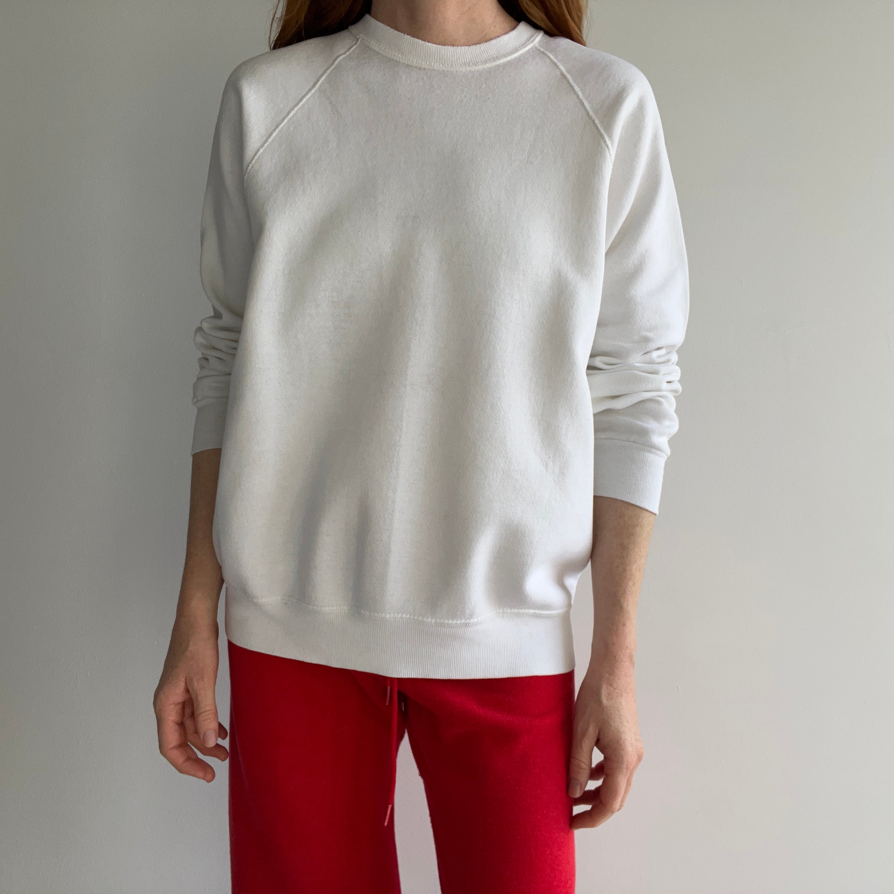 1980s Blank White Raglan by Lee