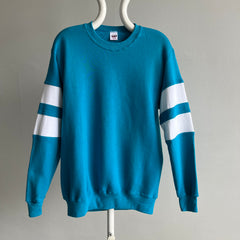 1980s Never? Worn Color Block Blue and White Sweatshirt by Wolf - Oh My