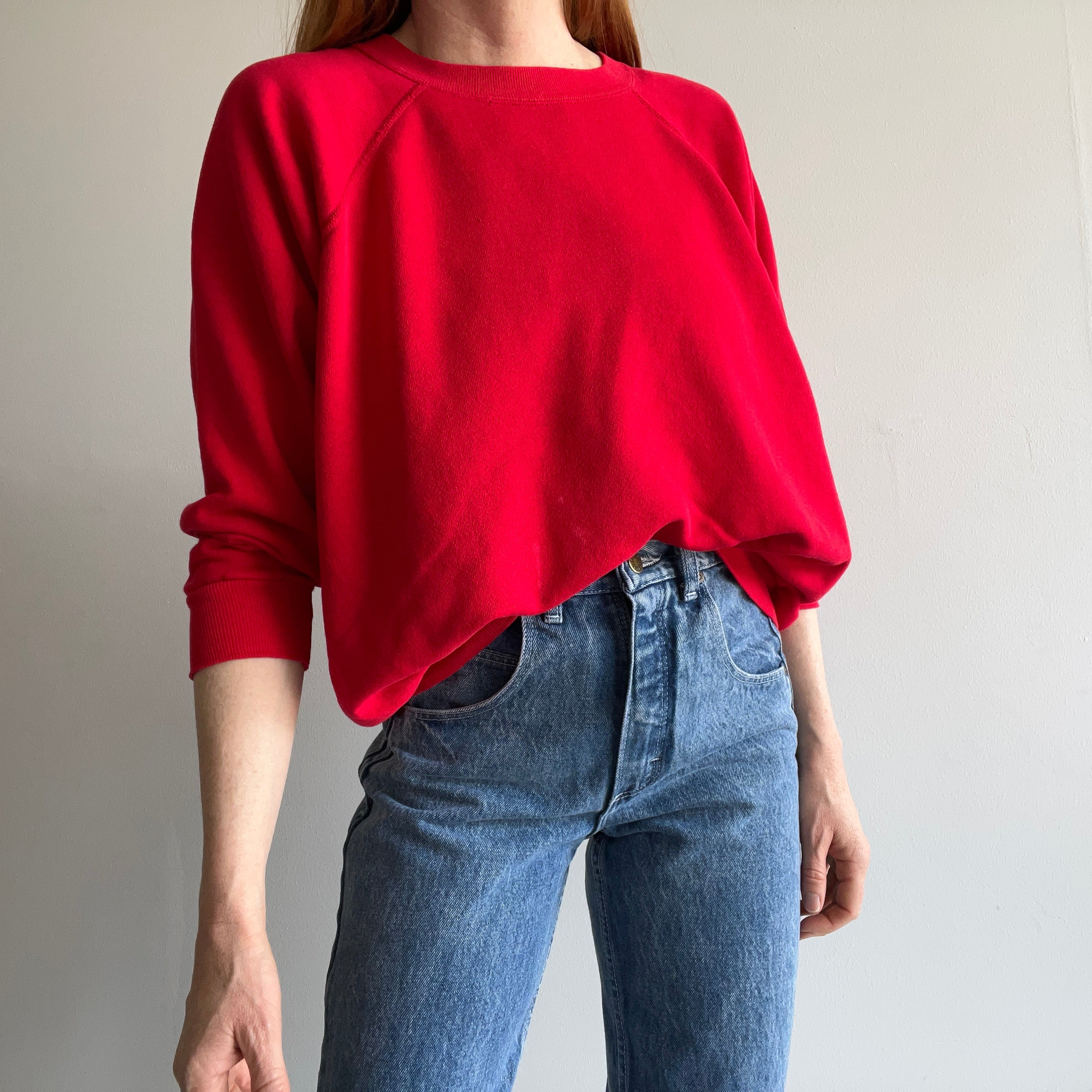 1980s MacGregor Blank Red Raglan Sweatshirt