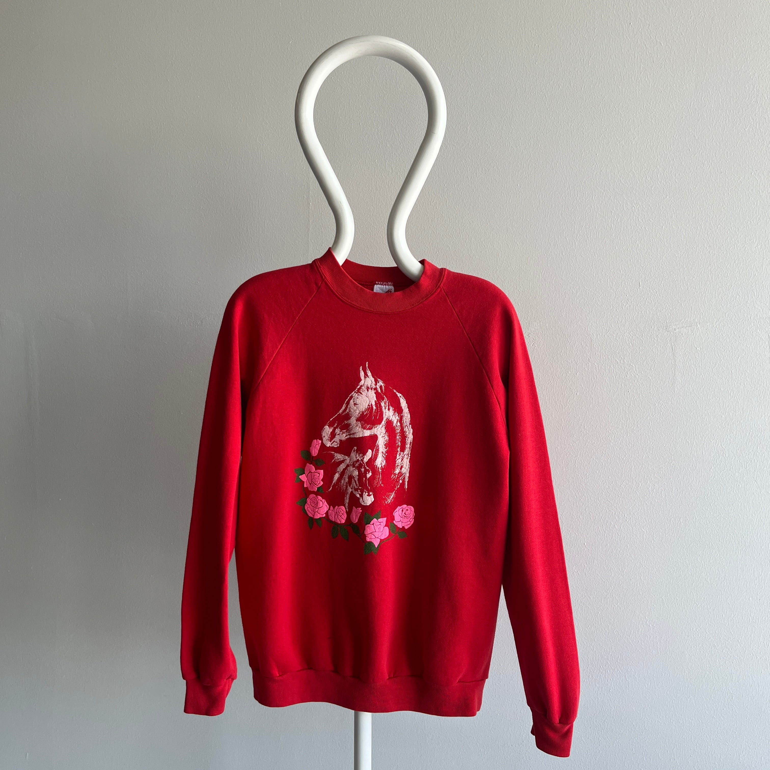 1980s Horses and Roses Sweatshirt