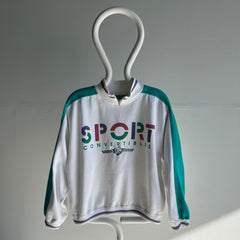 1980s Sport Convertibles Mock Neck Color Block Sweatshirt