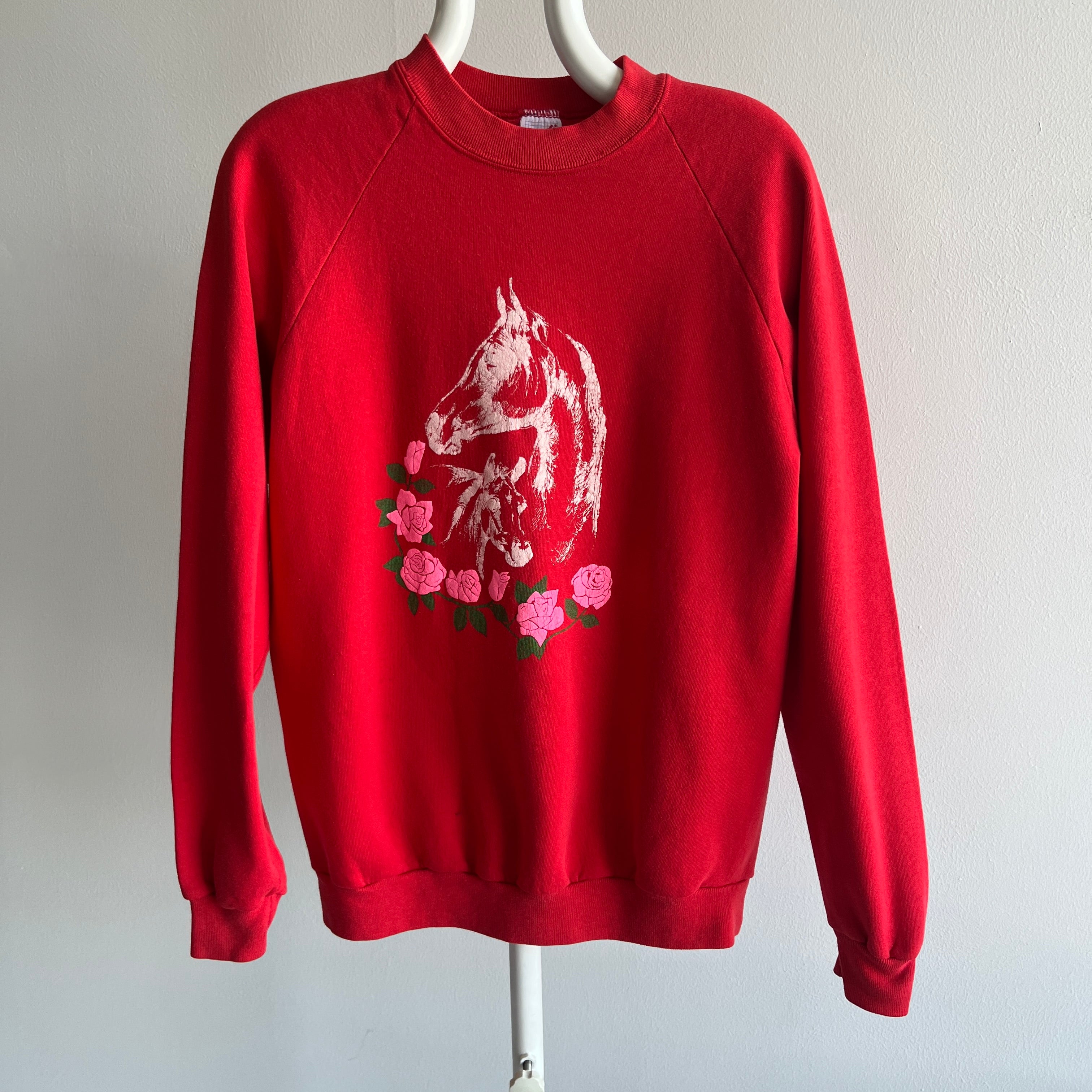 1980s Horses and Roses Sweatshirt