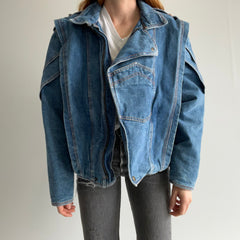 1980s EPIC!!! Thick Quilted One of a Kind Super Cool Denim Jean Jacket