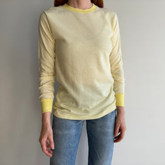 1970s Buttery Yellow and Soft Long Johns Style Shirt