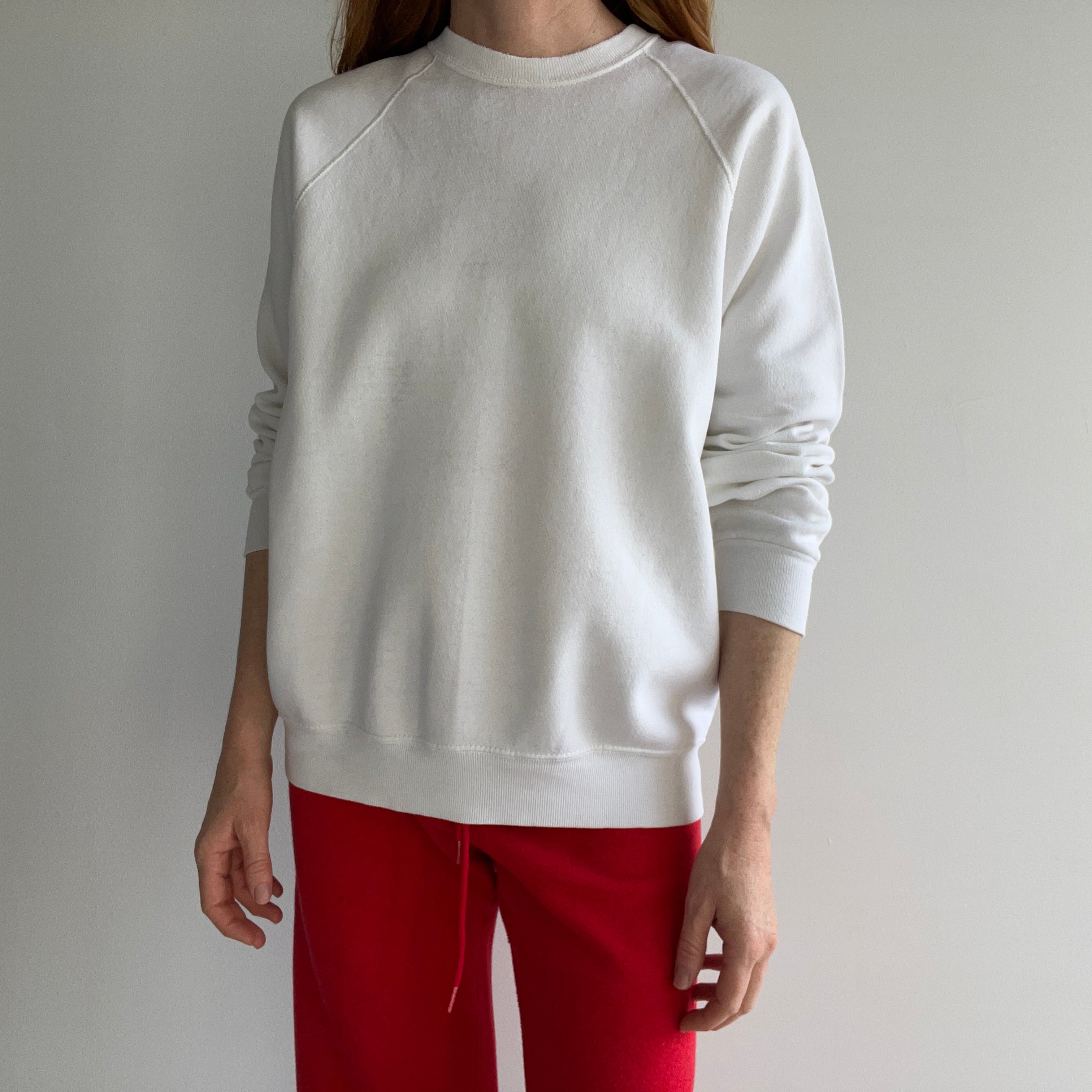 1980s Blank White Raglan by Lee