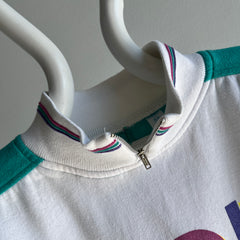 1980s Sport Convertibles Mock Neck Color Block Sweatshirt