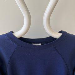 1970s/80s Blank Navy Blue Raglan Sweatshirt - SO SOFT