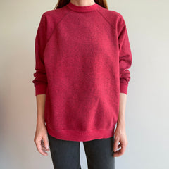 1980s Heather Red Raglan with Hints of a Splitting Collar - Swoon