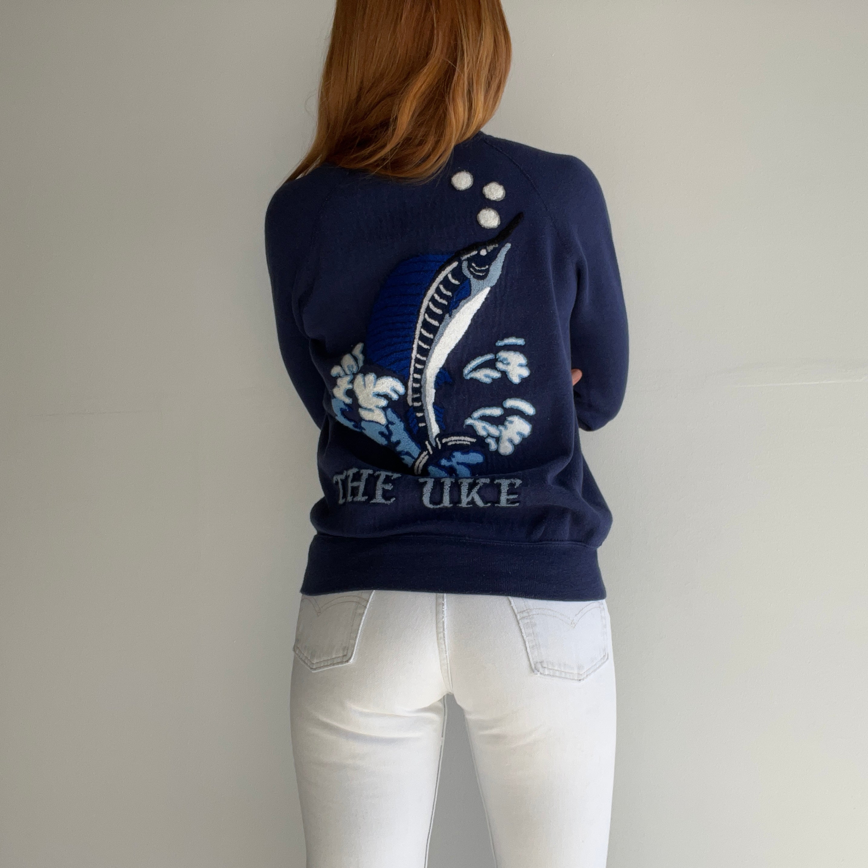 1980s The Uke (Hawaii Blue Green Snapper) WOWOWOWOWOWOW DIY Sweatshirt