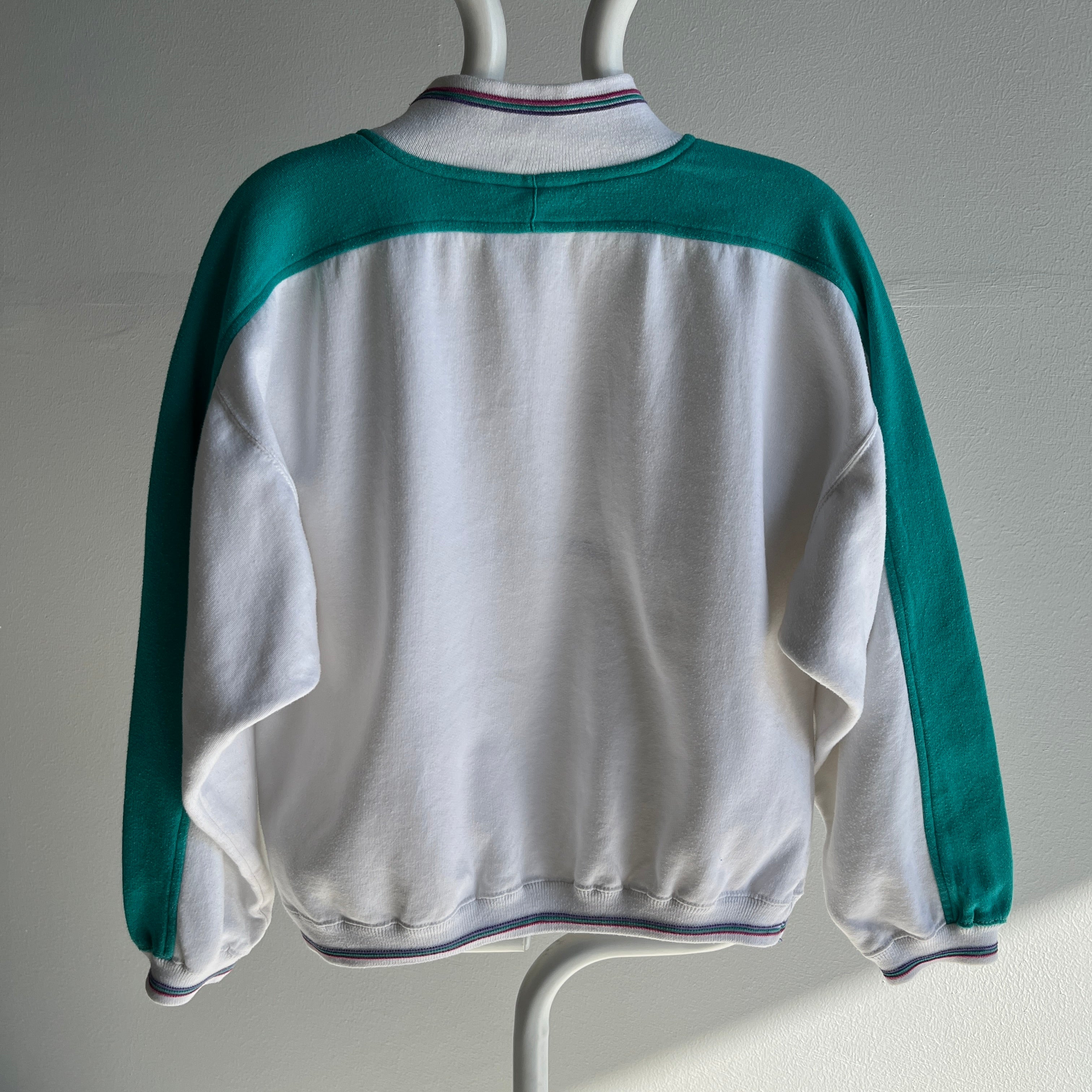 1980s Sport Convertibles Mock Neck Color Block Sweatshirt