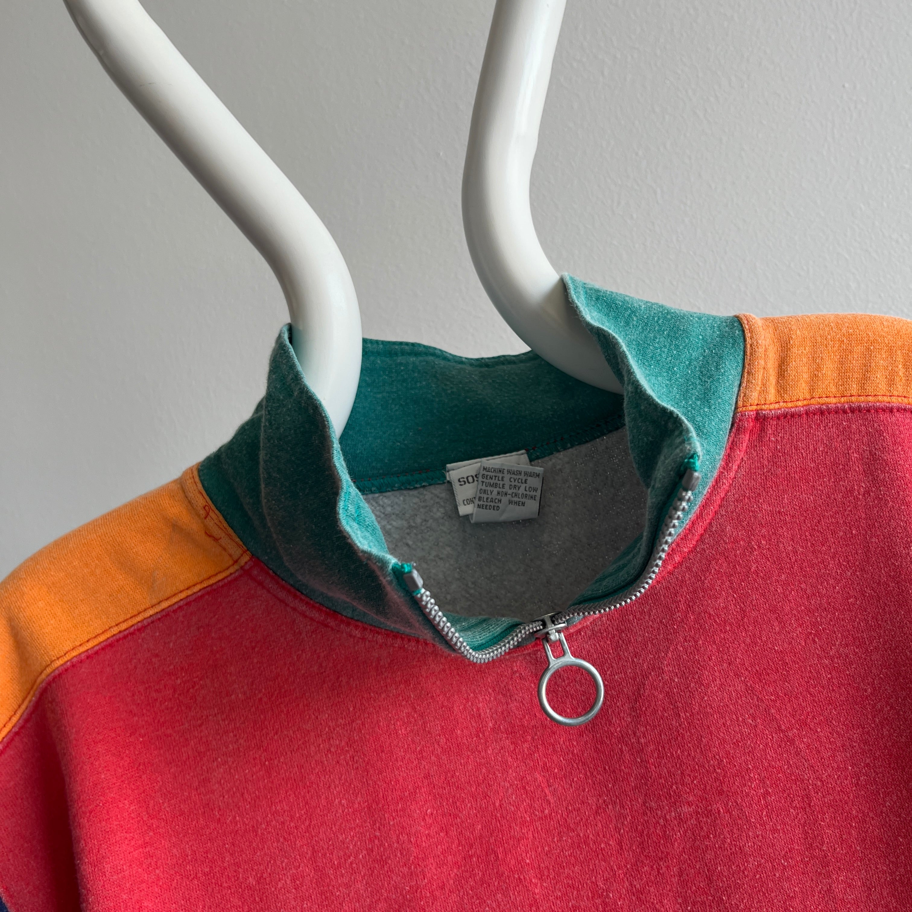 1980s Color Block Mania 1/4 Zip Sweatshirt