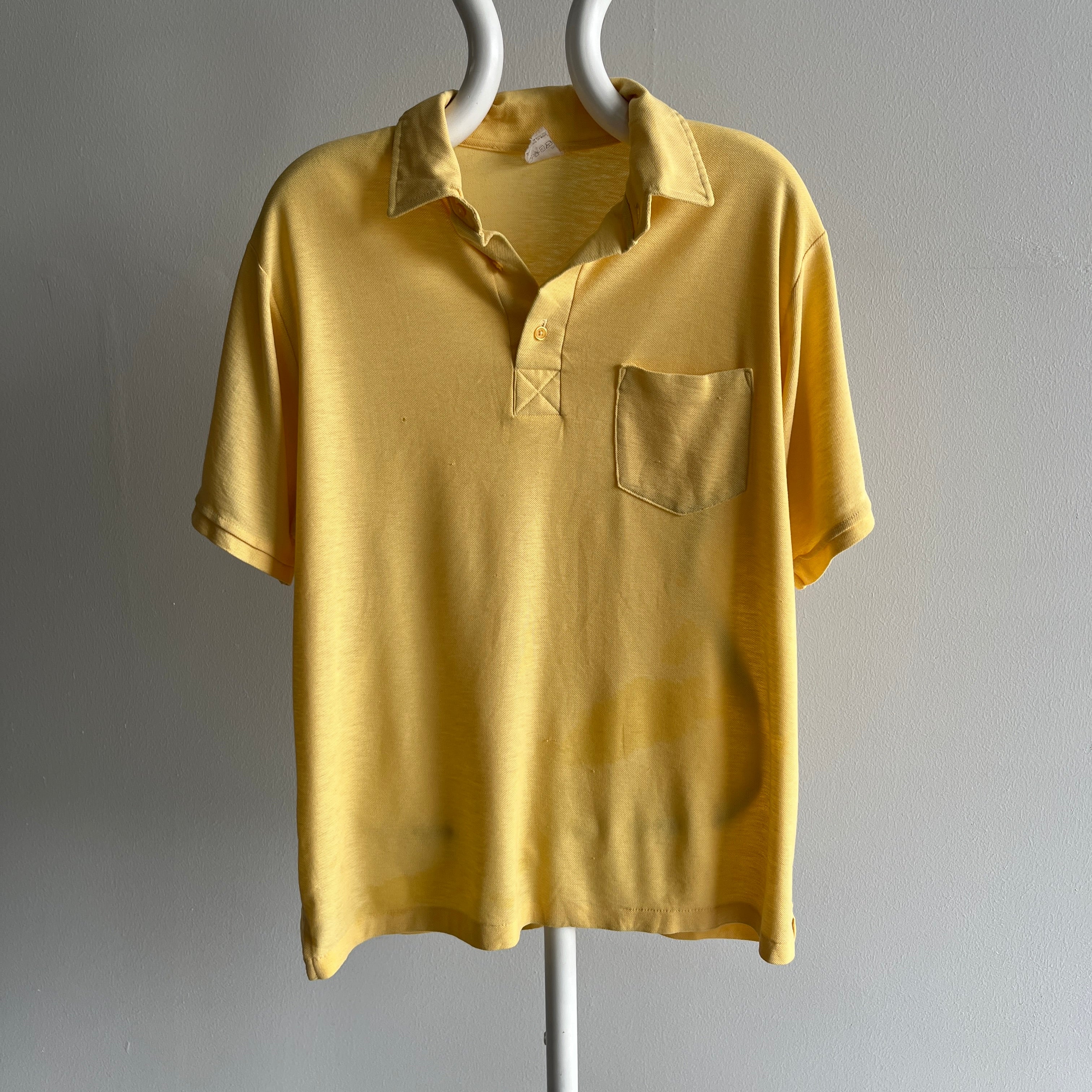 1980s Buttery Yellow Polo T-Shirt