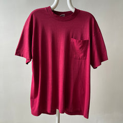 1980s Blank Burgundy Pocket T Shirt